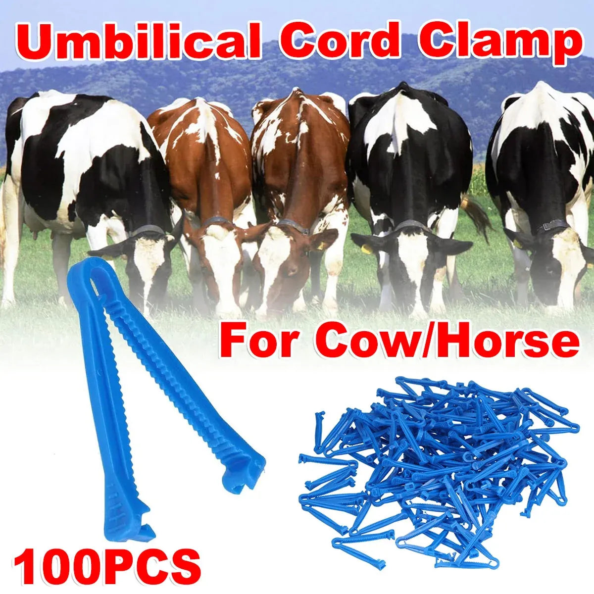 100PCS Piglet Umbilical Cord Clips Animal Clamp Tool for Pig Dog Cow Veterinary