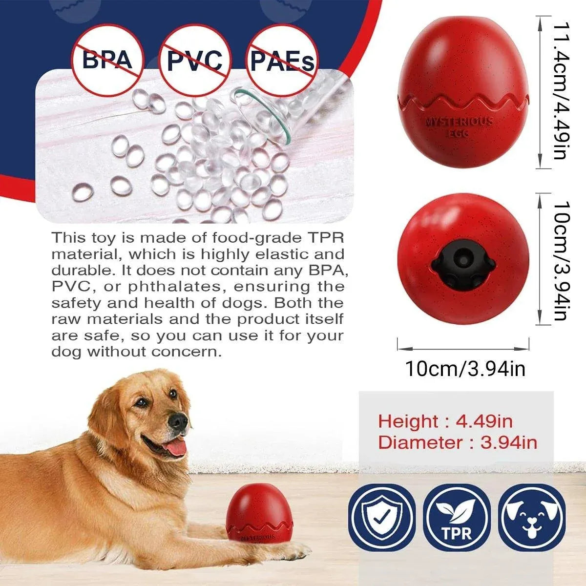 Licking Dog Gnawing Toy Slow Feeder Dinosaur Eggs Interactive Slow Food Dog Toy - Black