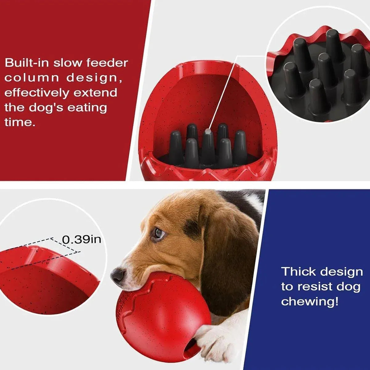 Licking Dog Gnawing Toy Slow Feeder Dinosaur Eggs Interactive Slow Food Dog Toy - Black