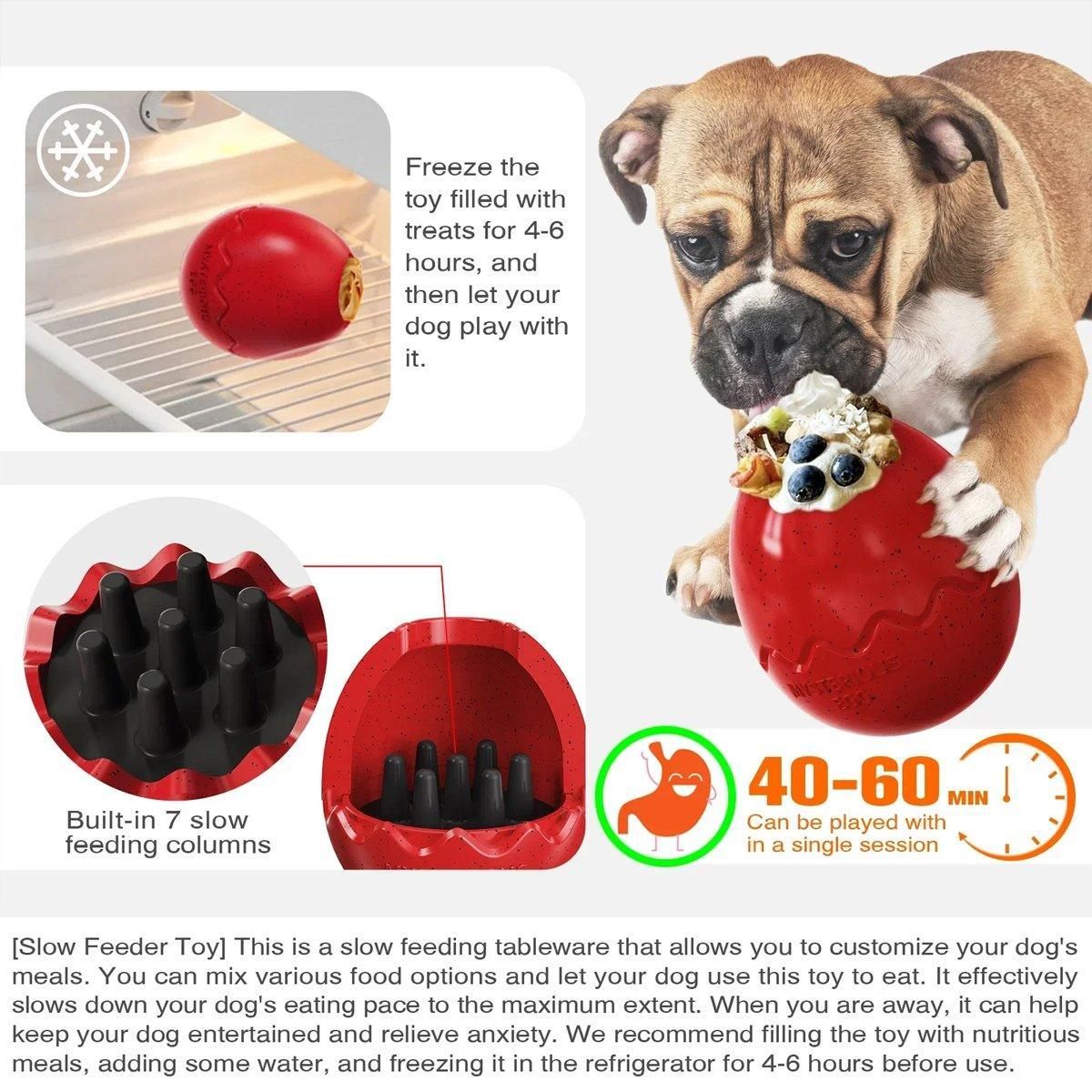 Licking Dog Gnawing Toy Slow Feeder Dinosaur Eggs Interactive Slow Food Dog Toy - Beige