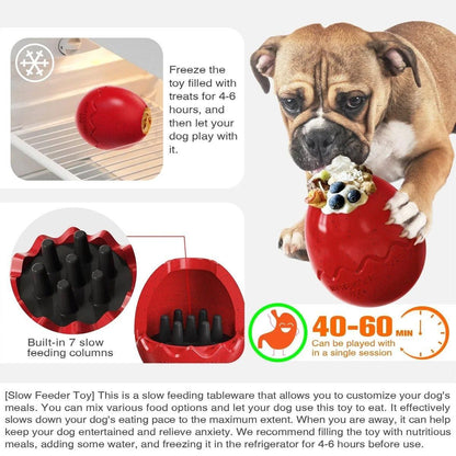 Licking Dog Gnawing Toy Slow Feeder Dinosaur Eggs Interactive Slow Food Dog Toy - Beige