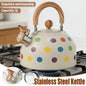 3L Stainless Steel Polka Dot Whistling Kettle Wooden Handle Gas Electric Stove