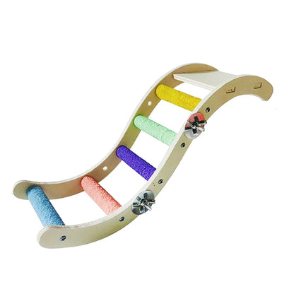 Wooden Parrot Climbing Ladder Swing Toy Claw Grinding Sanded for Small Birds - Straight