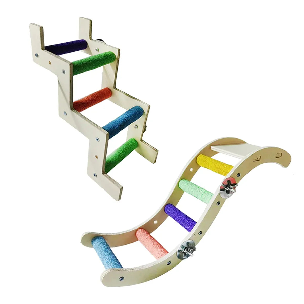 Wooden Parrot Climbing Ladder Swing Toy Claw Grinding Sanded for Small Birds - Straight