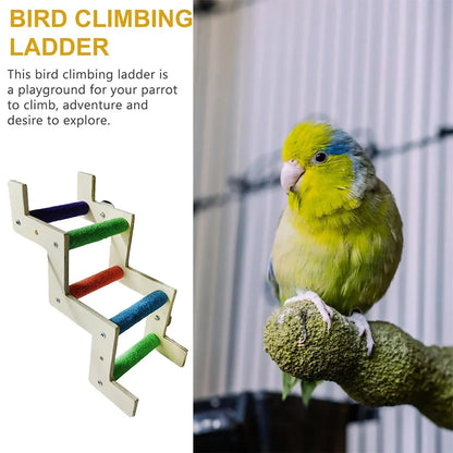 Wooden Parrot Climbing Ladder Swing Toy Claw Grinding Sanded for Small Birds - Straight