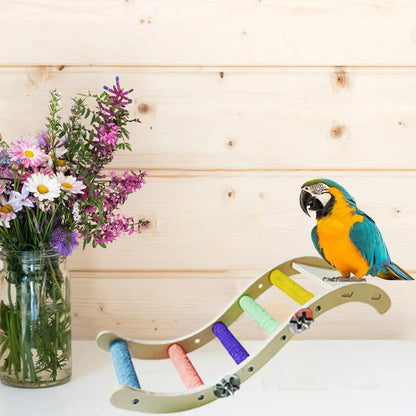 Wooden Parrot Climbing Ladder Swing Toy Claw Grinding Sanded for Small Birds - Straight