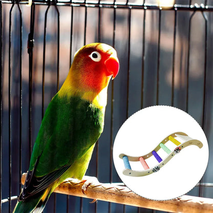 Wooden Parrot Climbing Ladder Swing Toy Claw Grinding Sanded for Small Birds - Straight