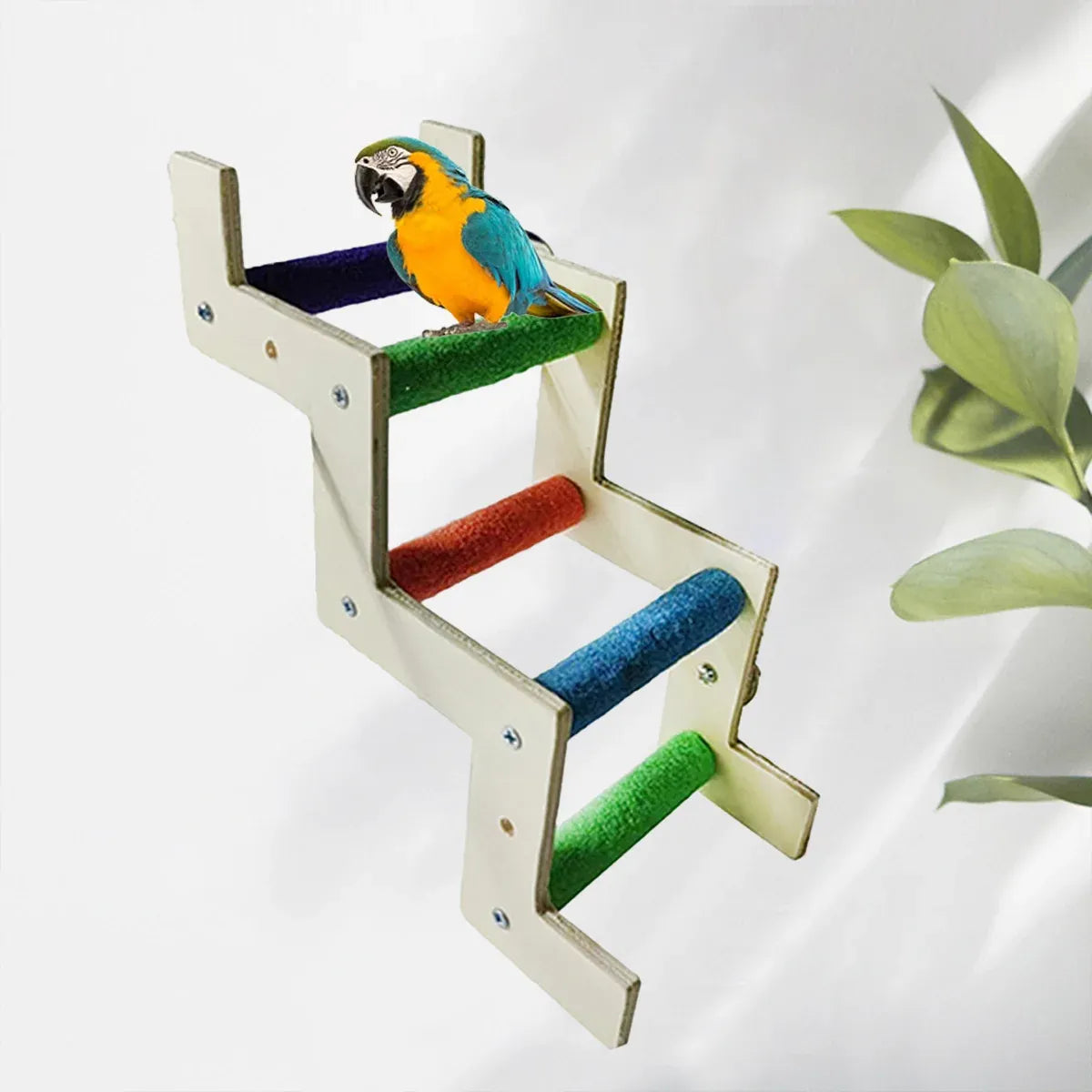 Wooden Parrot Climbing Ladder Swing Toy Claw Grinding Sanded for Small Birds - Straight