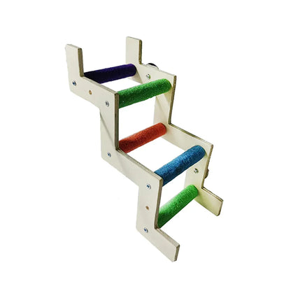 Wooden Parrot Climbing Ladder Swing Toy Claw Grinding Sanded for Small Birds - Curved