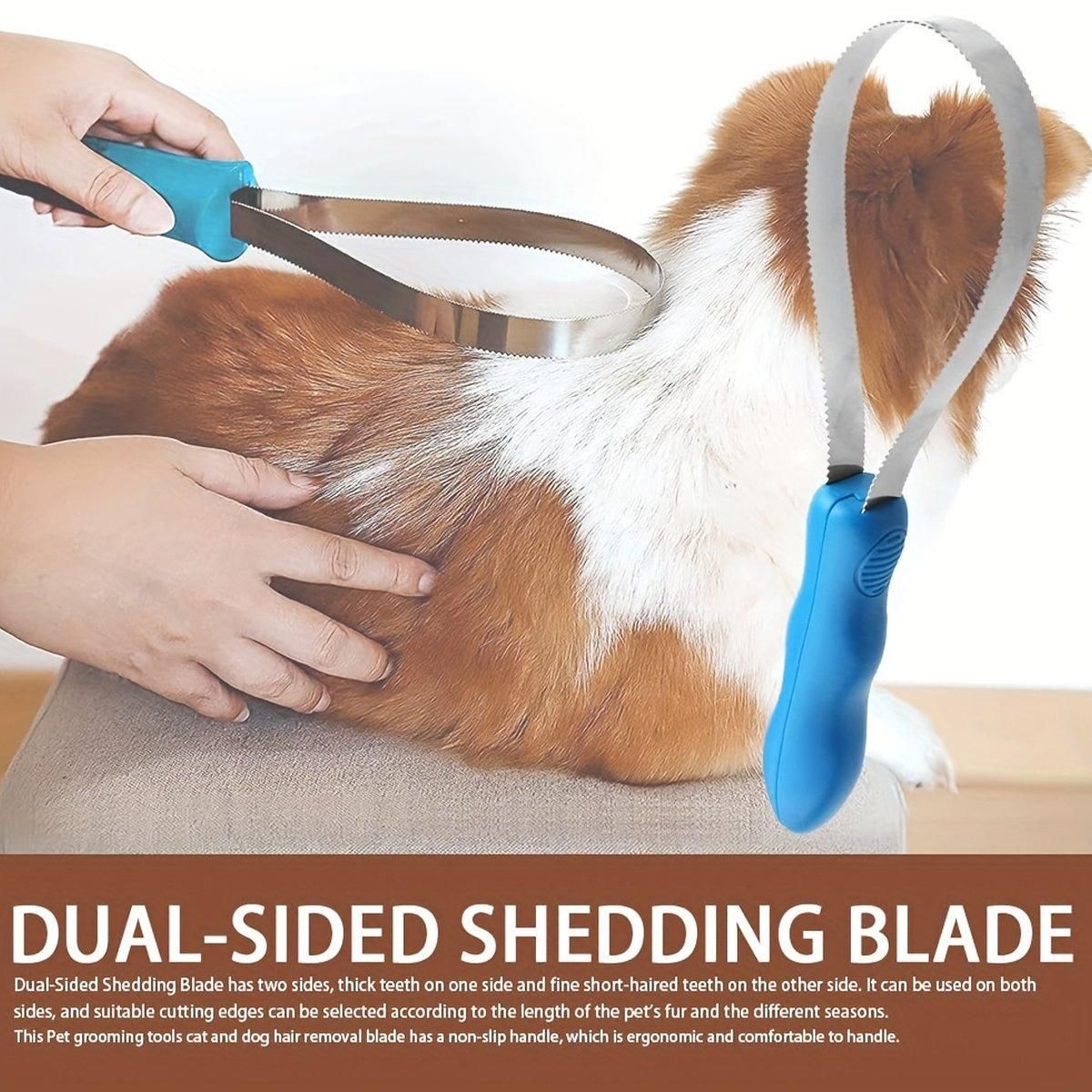 1 Dual-Sided Pet Grooming Tool, Blue