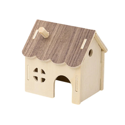 Wooden Hamster House Guinea Pig Hideout Hut Small Animal Shelter Durable Sturdy