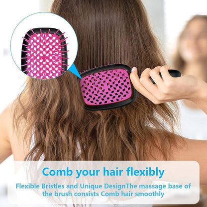 Detangling Hair Brush Hollow Vented Cushion Black and Rose Red, 1 Piece