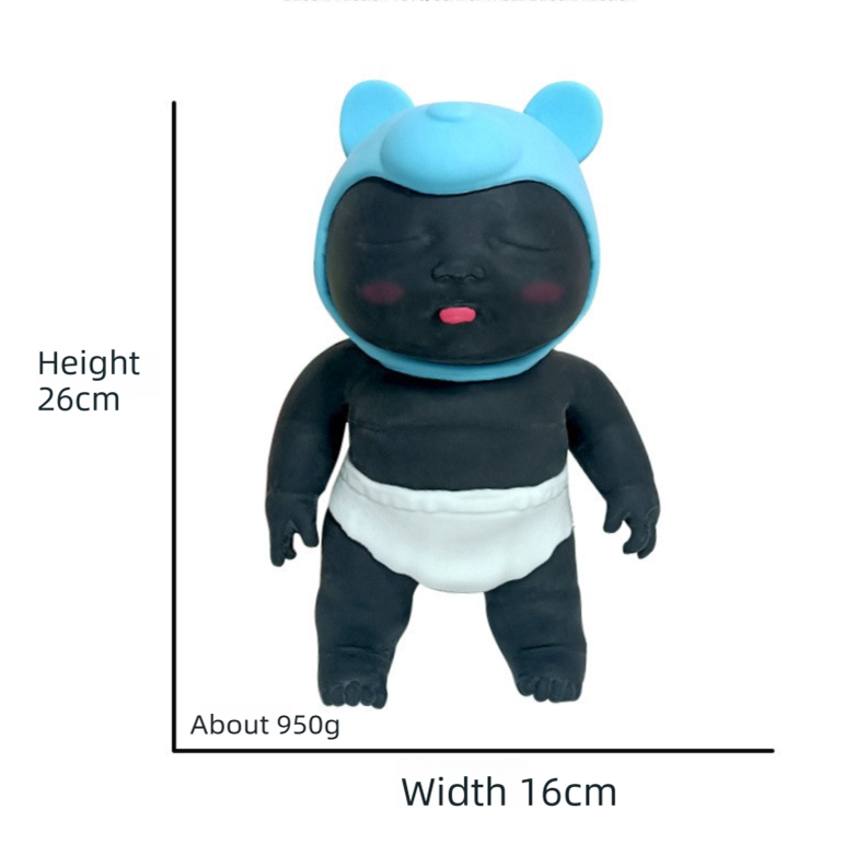 White 26CM Large Squeeze Ugly Doll Stress Relief Toy Slow Rebound TPR Sand-Filled Squishy Figure for Local Home Pretend Play and Anxiety Reduction(Green hat and yellow trousers)