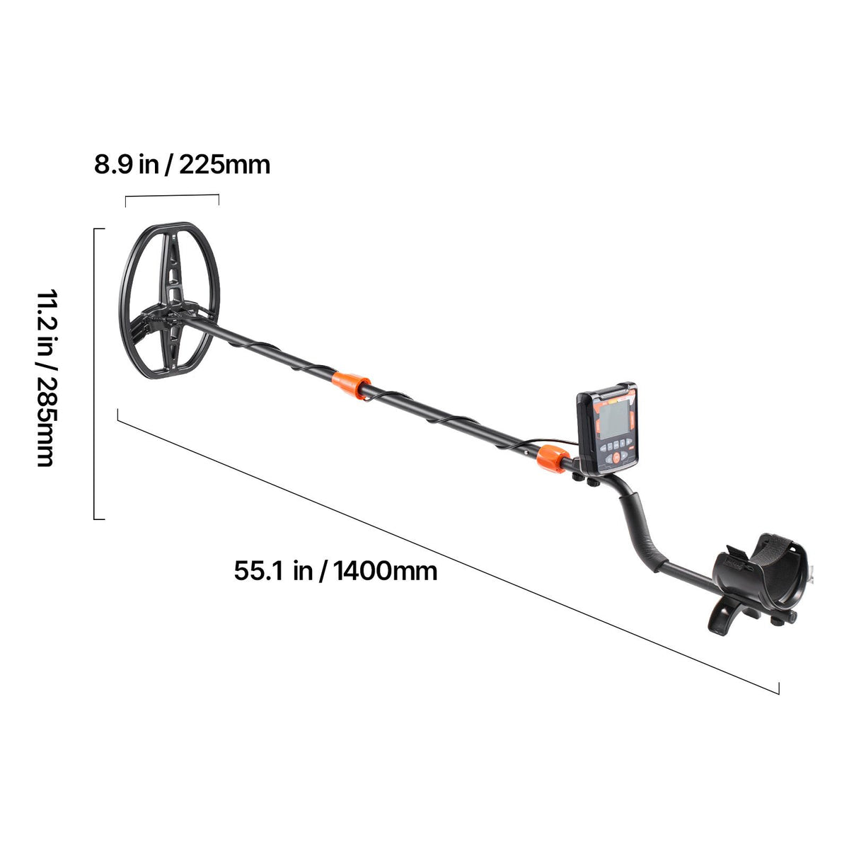Metal Detector for Adults, 254 mm, Professional High Accuracy Gold Detector, IP68 Waterproof Search Coil with Display, Headphones, 5 Modes, Adjustable Length, for Detecting Gold Treasure Hunting
