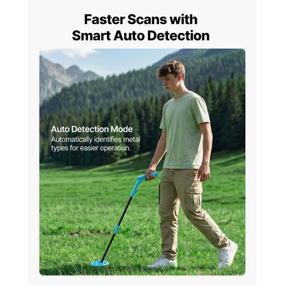Metal Detector, 101.6 mm, Lightweight Metal Detector with LCD Display, 152.4 mm IP68 Waterproof Search Coil, Adjustable 650-930 mm Gold Detector, Easy to Use, for Detecting Gold Exploration