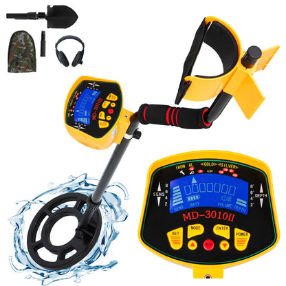 Metal Detector Waterproof Disc Metal detectors Underwater Underground high Accuracy LCD Display Metal Detector for Adults and Children Headphone Automatic Detector (Yellow 3010)