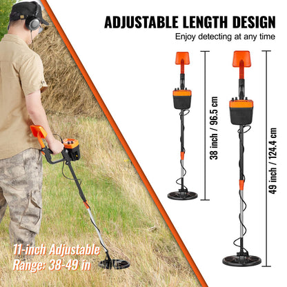 Metal Detector for Adults & Kids, 8", Professional Adjustable Higher Accuracy Gold Detector, IP68 Waterproof Coil with LCD Display Advanced DSP Chip, for Detecting Gold Coin Treasure Hunting