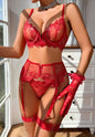 Elegance in Lace Bra Set-WYXZ4359A-RD