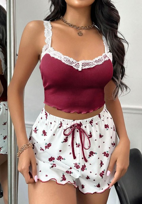 Floral Desire Lace Pajama Short Set-XY100024