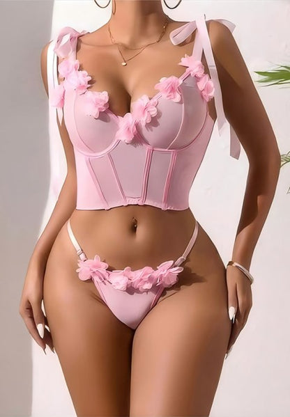 Evangeline Applique Bra Set-JNHF-4328