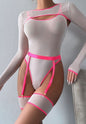 Mesh Teddy and Garters-MX3430-W