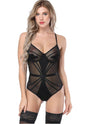 Black Mesh Zipper Teddy-WKD1801