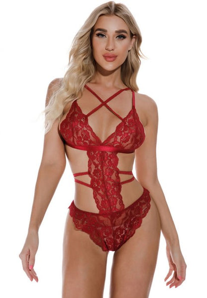 Unlined Strappy Lace Teddy-XY1569