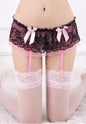 Womens Polka Dot Ruffle Lace Garter Belt Panty-WYLQ2138